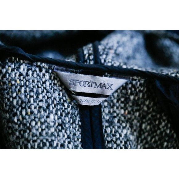 Sportmax Tweed Toggle Buttons Hooded Fall Wool Coat 14/L - Picture 10 of 15